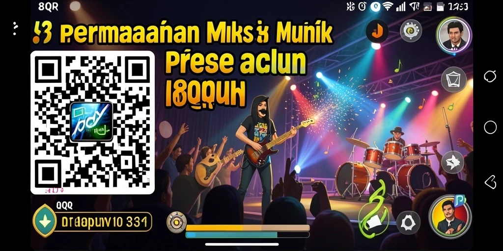 Tampilan gameplay 8QR yang menarik dan interaktif saat bermain musik.