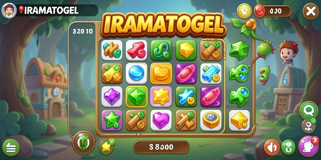 Tampilan menarik dari gameplay Match-3 IRAMATOGEL.