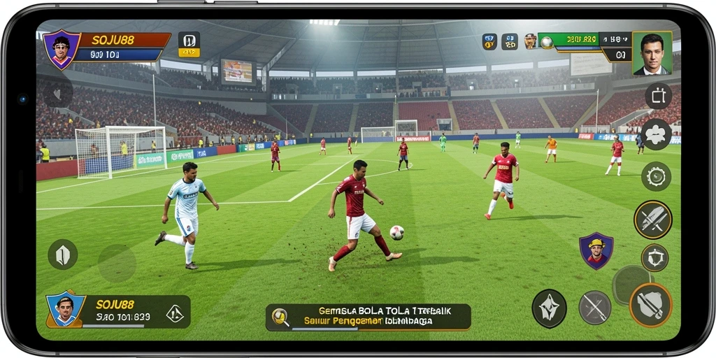Tampilan gameplay SOJU88 yang mendebarkan dan penuh aksi sepak bola.